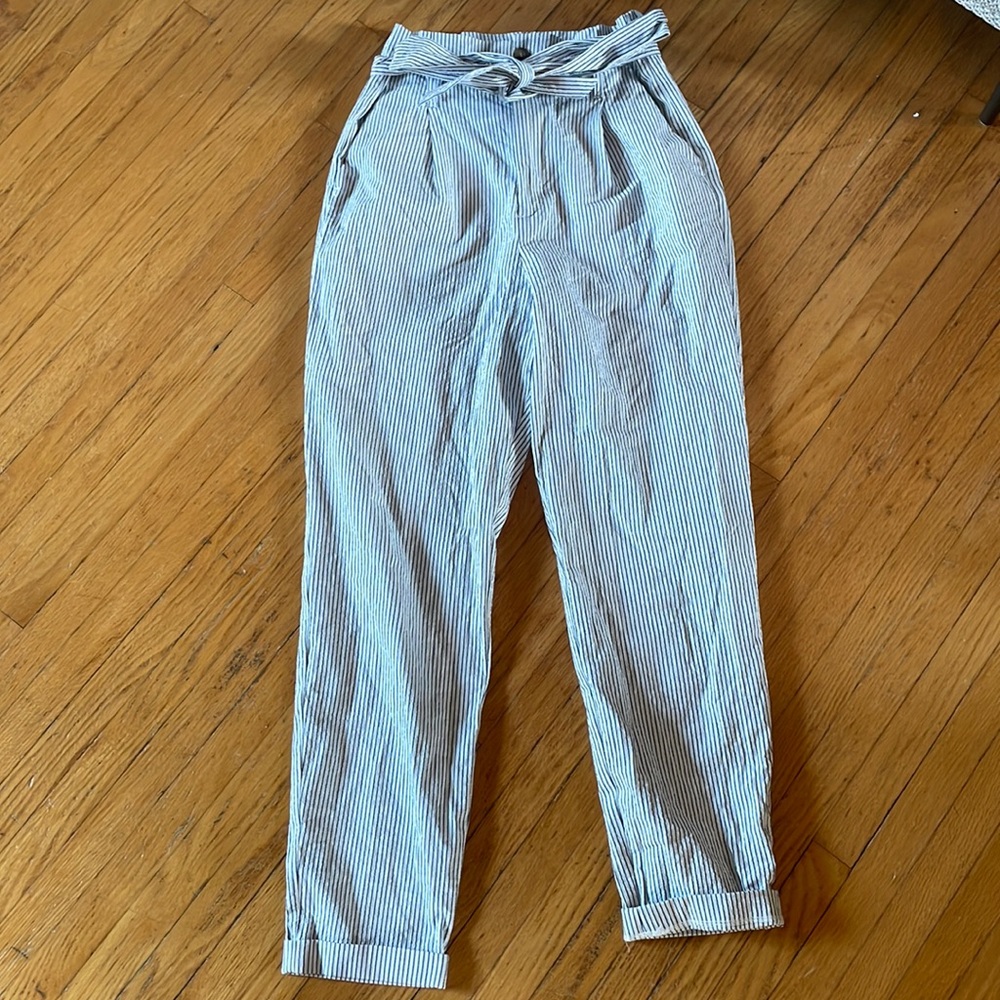 Trousers, H&M size 6. White and blue stripes.